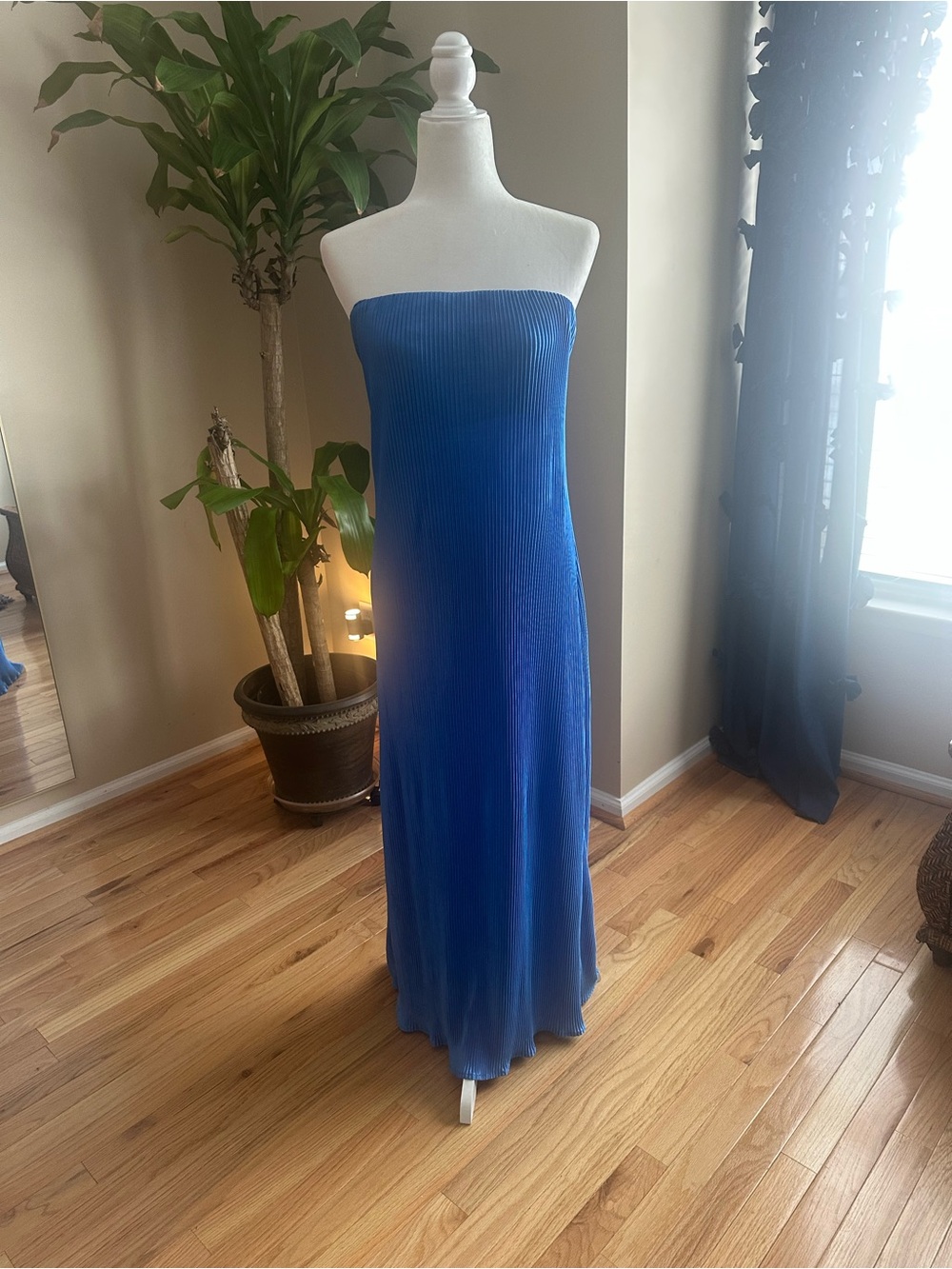 Blue Strapless Maxi Dress